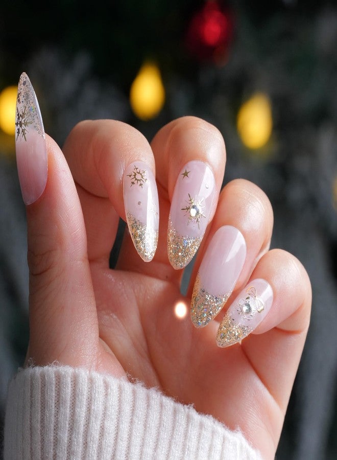 Pretty Diva PrettyDiva Christmas Nail Art Stickers - 3D Xmas Nail Art Sticker Decals for Winter Holiday, Gold Christmas Nail Stickers Self-Adhesive Nail Decals with Charms DIY Nail Decoration - Image 5