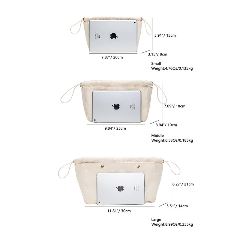 YONBEN Bag Divider Cotton Canvas Tote Organizer Insert large Handbag Extra Large Purse (L) - Image 2