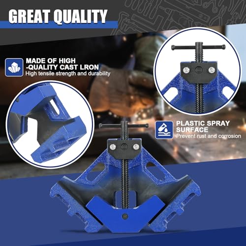 FLKQC Heavy Duty 90 Degree Cast Iron Welders Angle Clamp - Two Axis Welding Clamp - Self Centering Jig and Fixture Clamp for Woodworking - Image 3