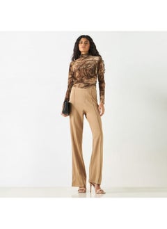 2Xtremz 2Xtremz Solid Flared Leggings with Pintuck Detail and Elasticated Waistband  - Image 1