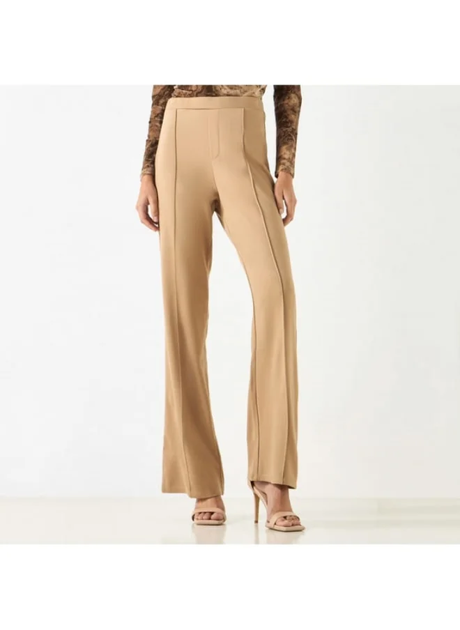 2Xtremz 2Xtremz Solid Flared Leggings with Pintuck Detail and Elasticated Waistband