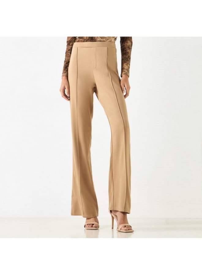 2Xtremz 2Xtremz Solid Flared Leggings with Pintuck Detail and Elasticated Waistband  - Image 3