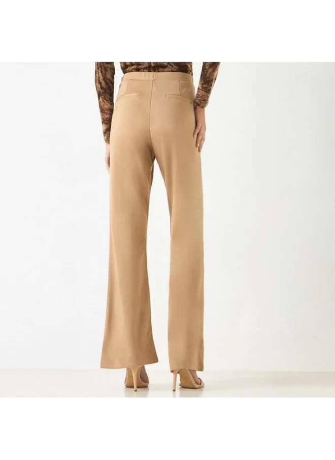 2Xtremz 2Xtremz Solid Flared Leggings with Pintuck Detail and Elasticated Waistband