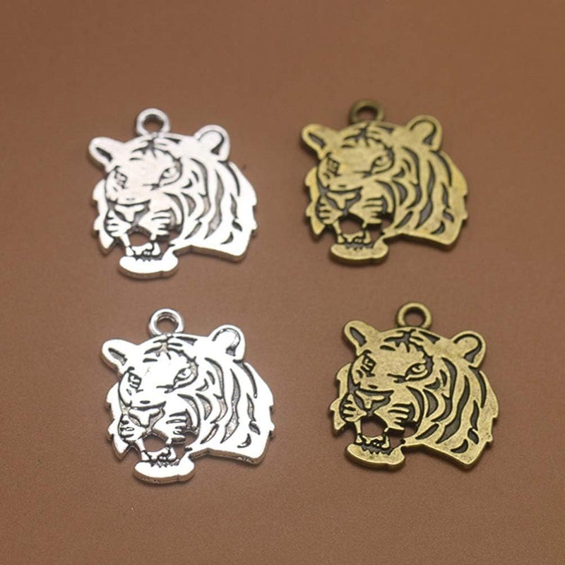 comfrt Tiger Head Charm DIY Pendant Jewelry Making Accessories for Necklace Bracelet Crafts (Bronze) 30pcs - Image 4
