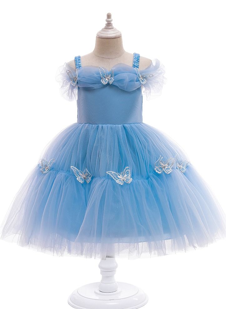 Loquat Cinderella Summer short sleeve Princess Child dress Child dress girl dress Dress blue  - Image 1