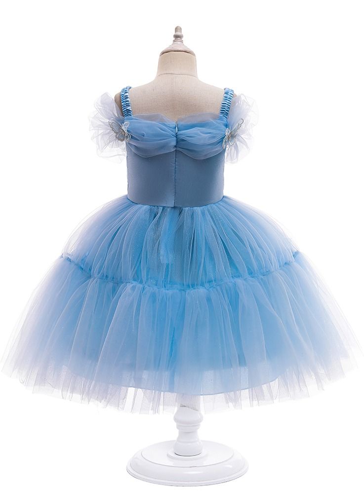 Loquat Cinderella Summer short sleeve Princess Child dress Child dress girl dress Dress blue  - Image 2