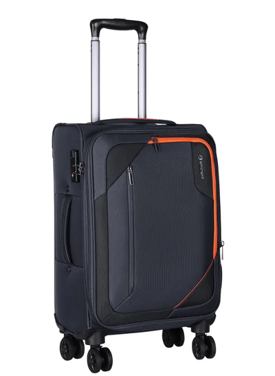 eminent Expandable Luggage Trolley Bag Soft Suitcase for Unisex Travel Polyester Shell Lightweight with TSA lock Double Spinner Wheels E765SZ Carry On 20 Inch Black