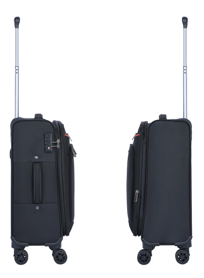 eminent Expandable Luggage Trolley Bag Soft Suitcase for Unisex Travel Polyester Shell Lightweight with TSA lock Double Spinner Wheels E765SZ Carry On 20 Inch Black