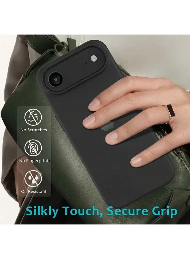 Mobcos Mobcos iPhone 17 Air Black Logo Premium Silicone Magnetic Wireless Charging Case for iPhone | Silky Soft Touch | Military-Grade Shockproof Protection | Strong Magnetic Compatibility | Luxury Slim Cover