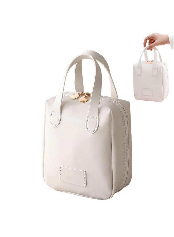 LOOKMINT Large Capacity Travel Cosmetic Bag, Portable Leather Waterproof Toiletry Bag Organizer Makeup Bag with Handle and Divider, Make Up Pouch with Zipper for Women - Image 1