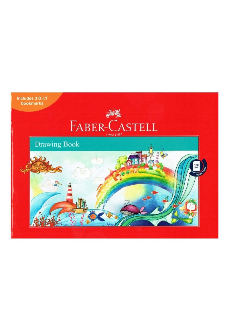 FABER-CASTELL School essentials, Drawing Book A4 120Gsm 36 Sheets + Washable Jumbo Wax Crayons 12Colours Round 90Mm + Washable Felt Pen 12Colours - Image 3