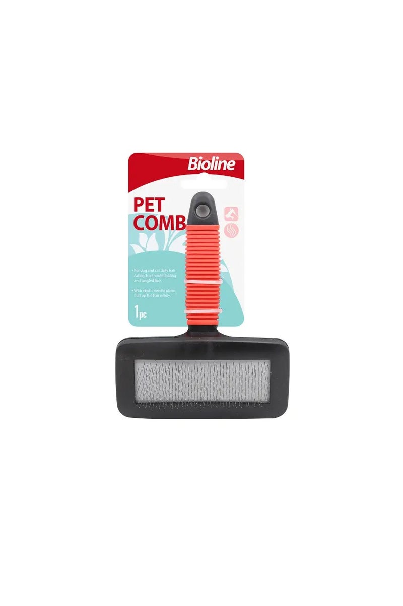 Bioline Pet Comb – Size M | Medium Grooming Brush for Cats & Dogs, Stainless Steel Teeth for Shedding & Detangling - Image 1
