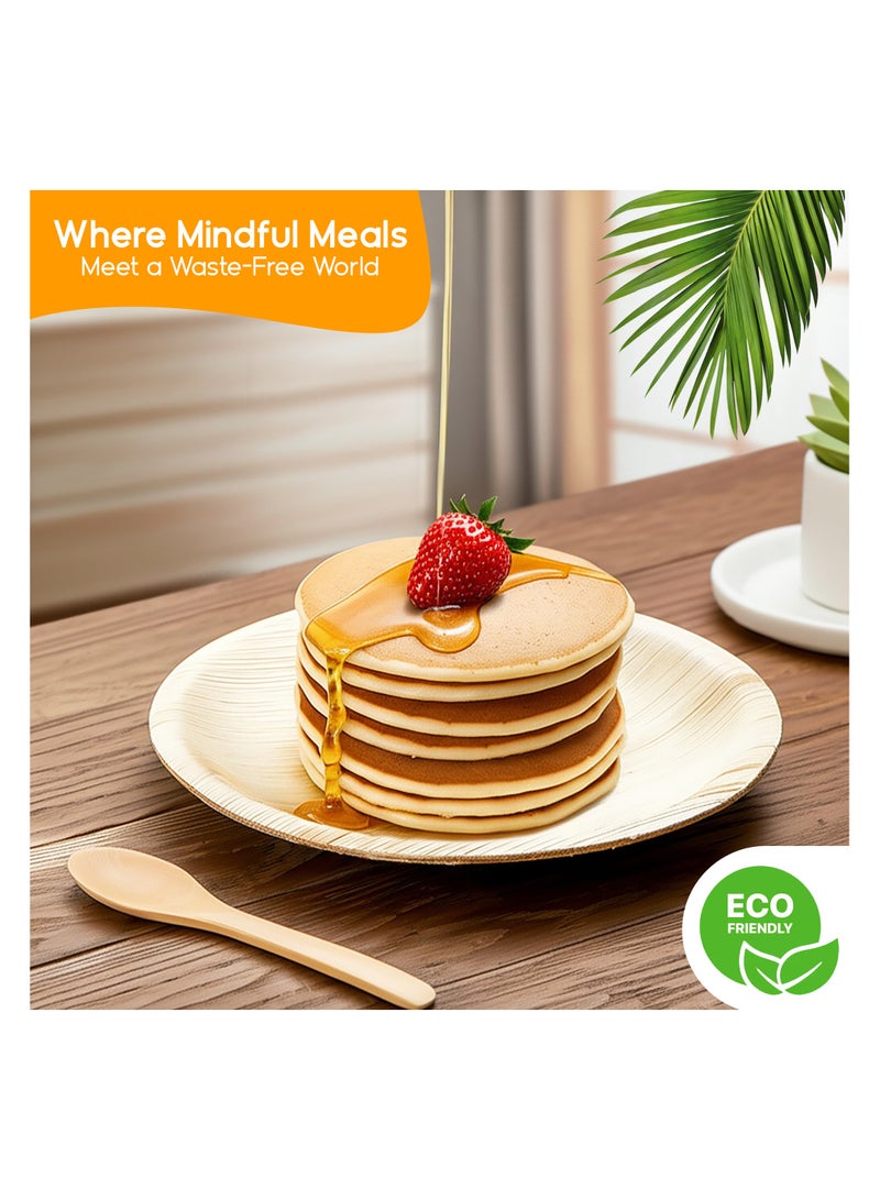 EcoEdge 6 Inch Round Areca Palm Leaf Disposable Plates (Pack of 10) | Non-Toxic, Tree-Free, Eco Friendly, Biodegradable, Compostable | Elegantly Sustainable| Heavy Duty | 100% Plant Based - Image 4