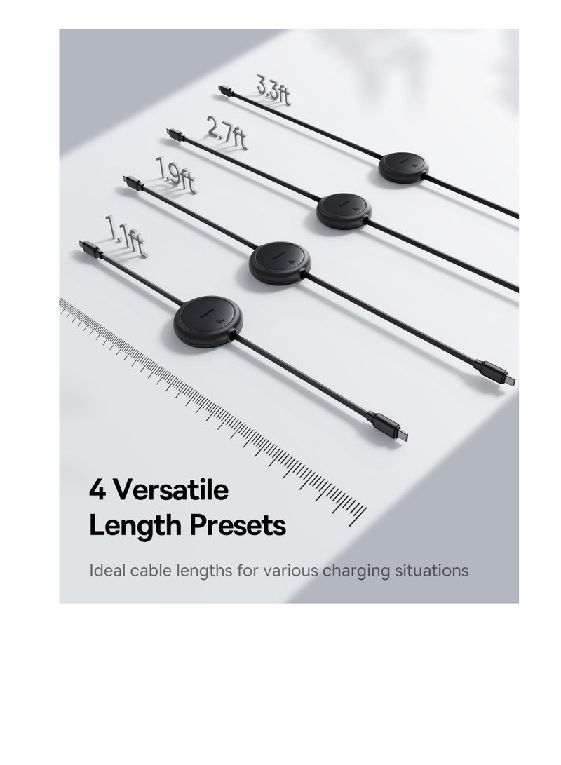 Excefore USB C Cable, Ultra Mini 60W Retractable USB C to USB C PD 3A Fast Charging Cable, 4-Stage Length Preset USB Type C Charger Cable for iPhone 15/Pro/Plus/Max, MacBook, iPad Pro, Galaxy S24/S23 - Image 5