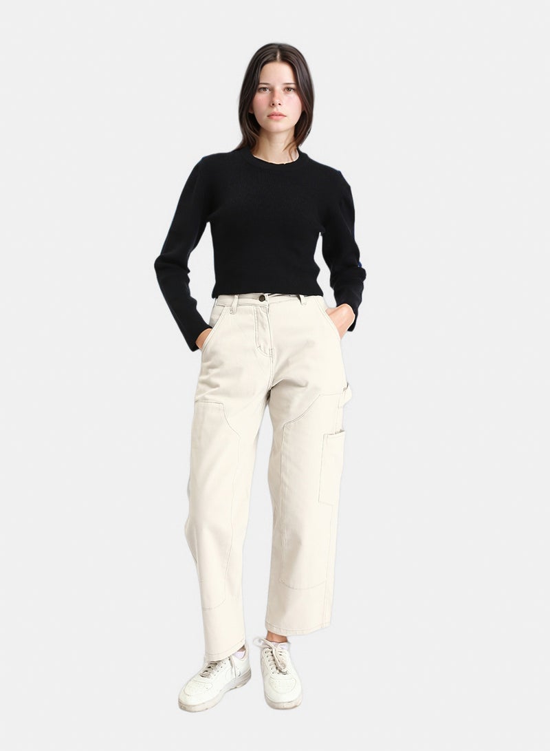 RAVIN Women Long Sleeves Round Neck Ribbed Pullover Black - Image 4