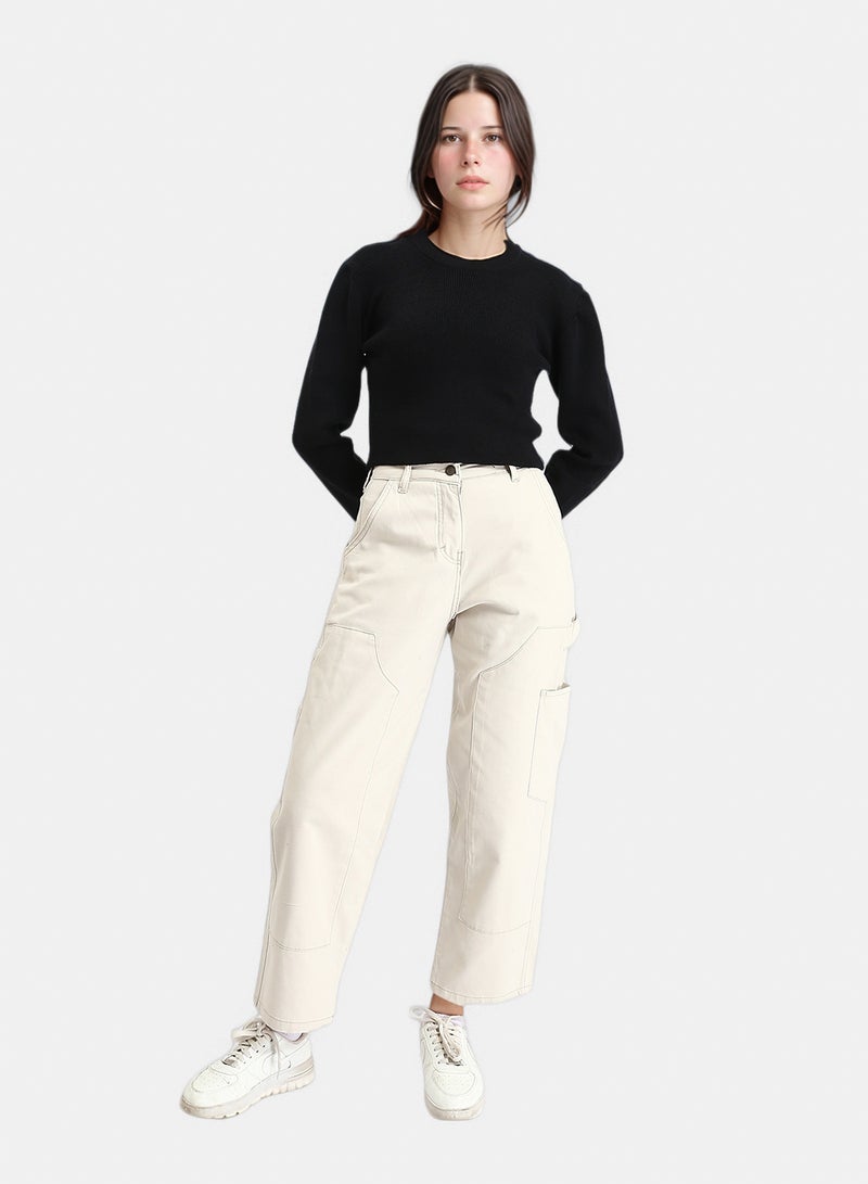 RAVIN Women Long Sleeves Round Neck Ribbed Pullover Black - Image 5