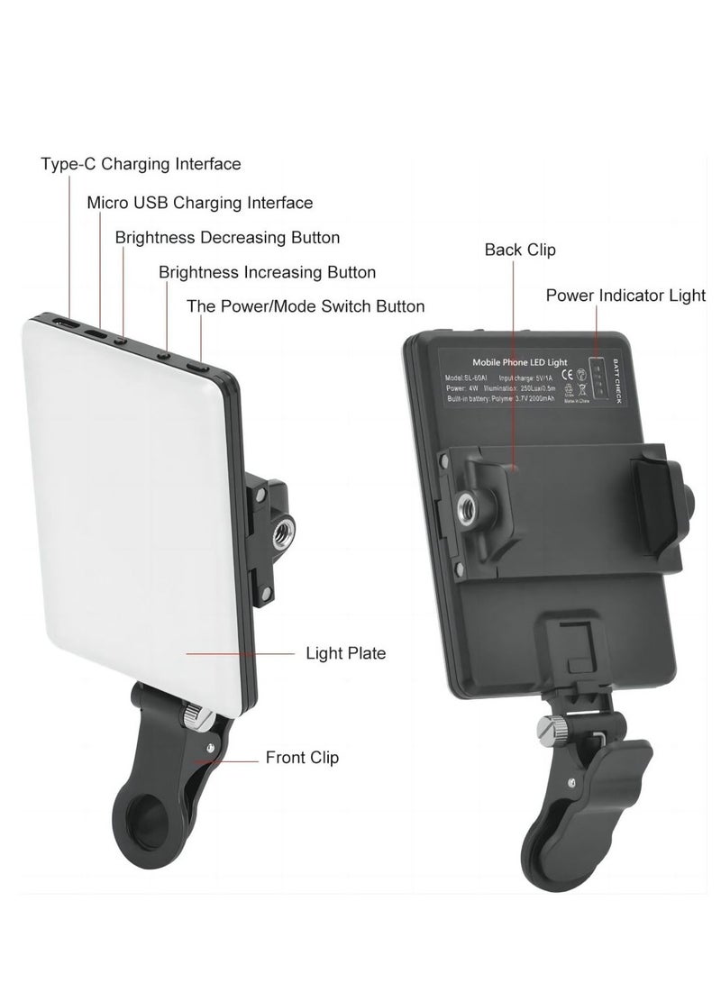 Cool Baby COOLBABY Selfie Light for Phone 60 LED Phone Light with Rechargeable Clip and Adjusted 3 Light Modes 2000mAh Video Light for Phone iPad - Image 4