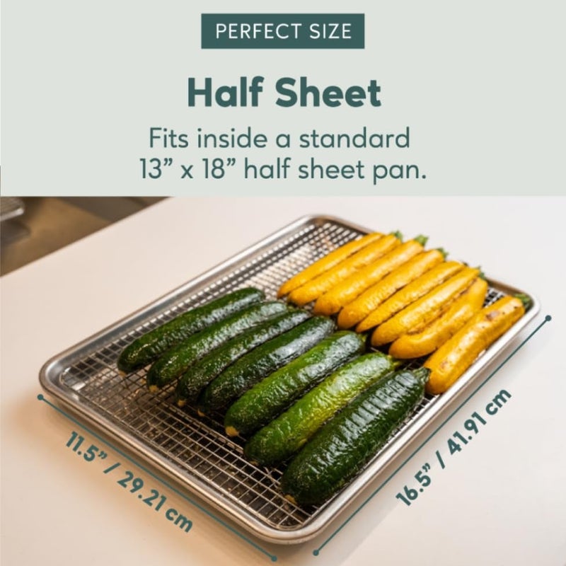 Ultra Cuisine Oven-Safe, Dishwasher-Safe 100% Stainless Steel Cooling and Baking Rack Set Heavy Duty Tight-Wire - 11.5 x 16.5-inch - Set of 2 - Half Sheet Pan Cooling Racks - Image 3
