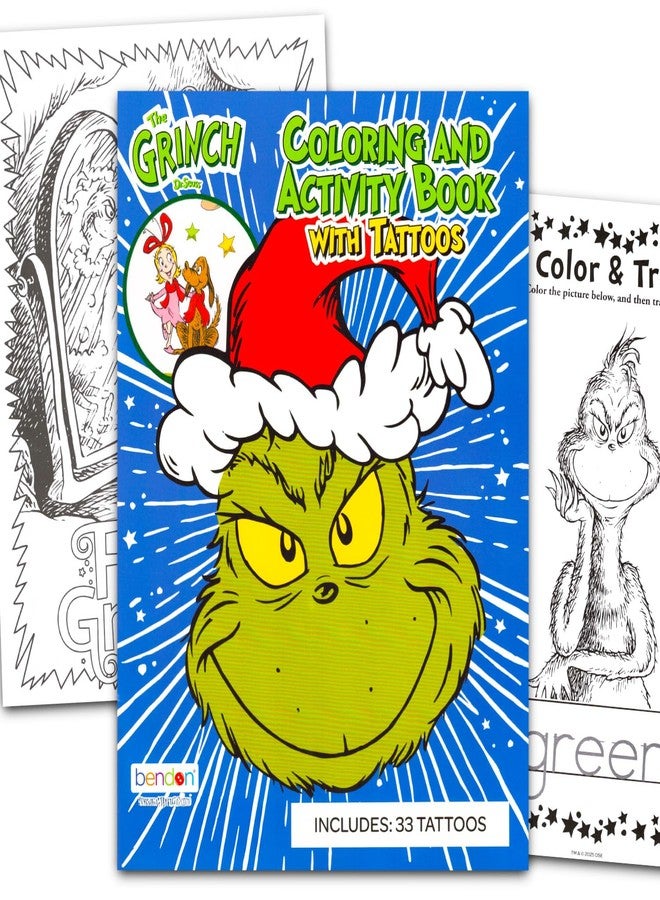 Dr. Seuss Grinch Coloring Book with Tattoos for Kids Ages 4-8 Cartoon Coloring Pages, Activities, Games Plus Temporary Tattoos | Grinch Activity Book for Girls, Boys, Kids - Image 1