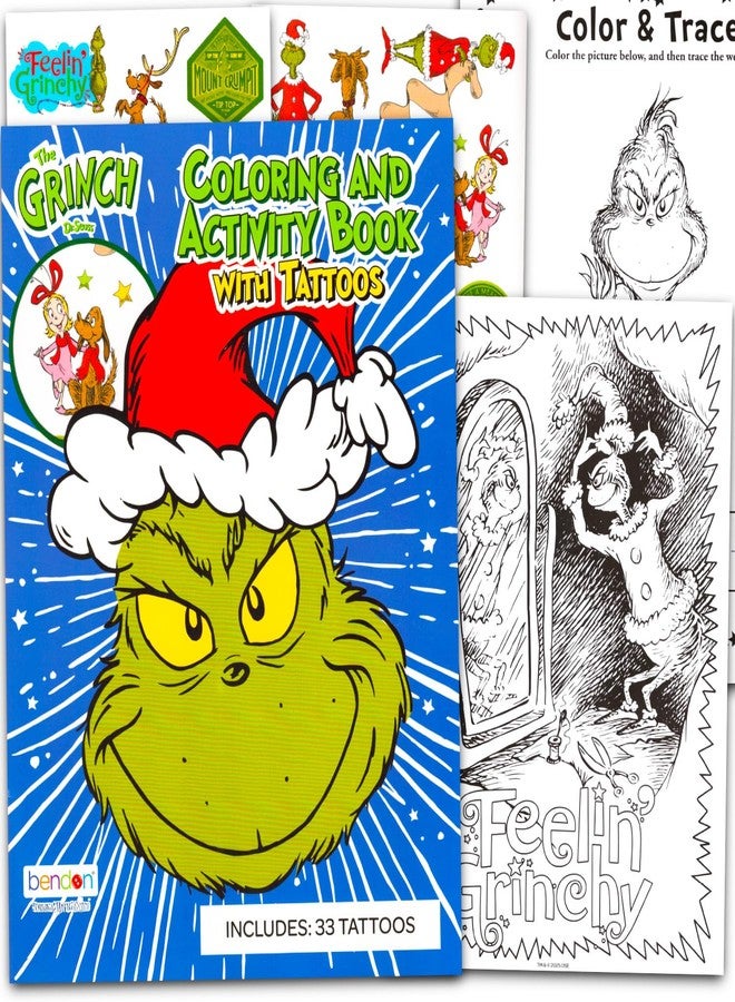 Dr. Seuss Grinch Coloring Book with Tattoos for Kids Ages 4-8 Cartoon Coloring Pages, Activities, Games Plus Temporary Tattoos | Grinch Activity Book for Girls, Boys, Kids - Image 2