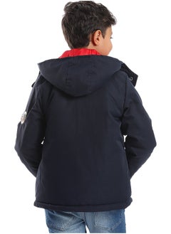 Andora Zipper Closure Double Face Waterproof Boys Jacket _ Navy Blue, Red & White  - Image 3