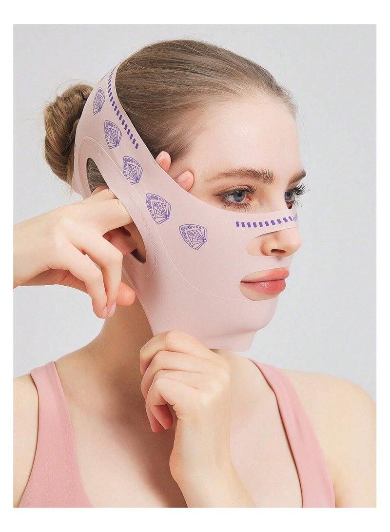 KHAJUL Women's Pink Elastic Seamless Jaw Face Mask, Suitable for Daily Wear  - Image 2