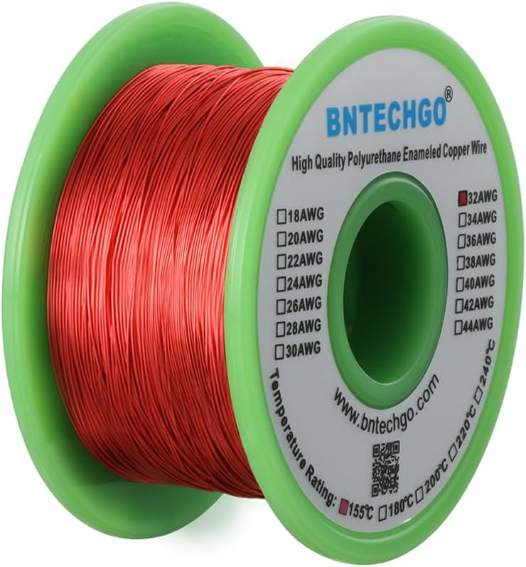 32 AWG Magnet Wire - Enameled Copper Wire - Enameled Magnet Winding Wire - 8 oz - 0.0078" Diameter 1 Spool Coil Red Temperature Rating 155℃ Widely Used for Transformers Inductors - Image 2
