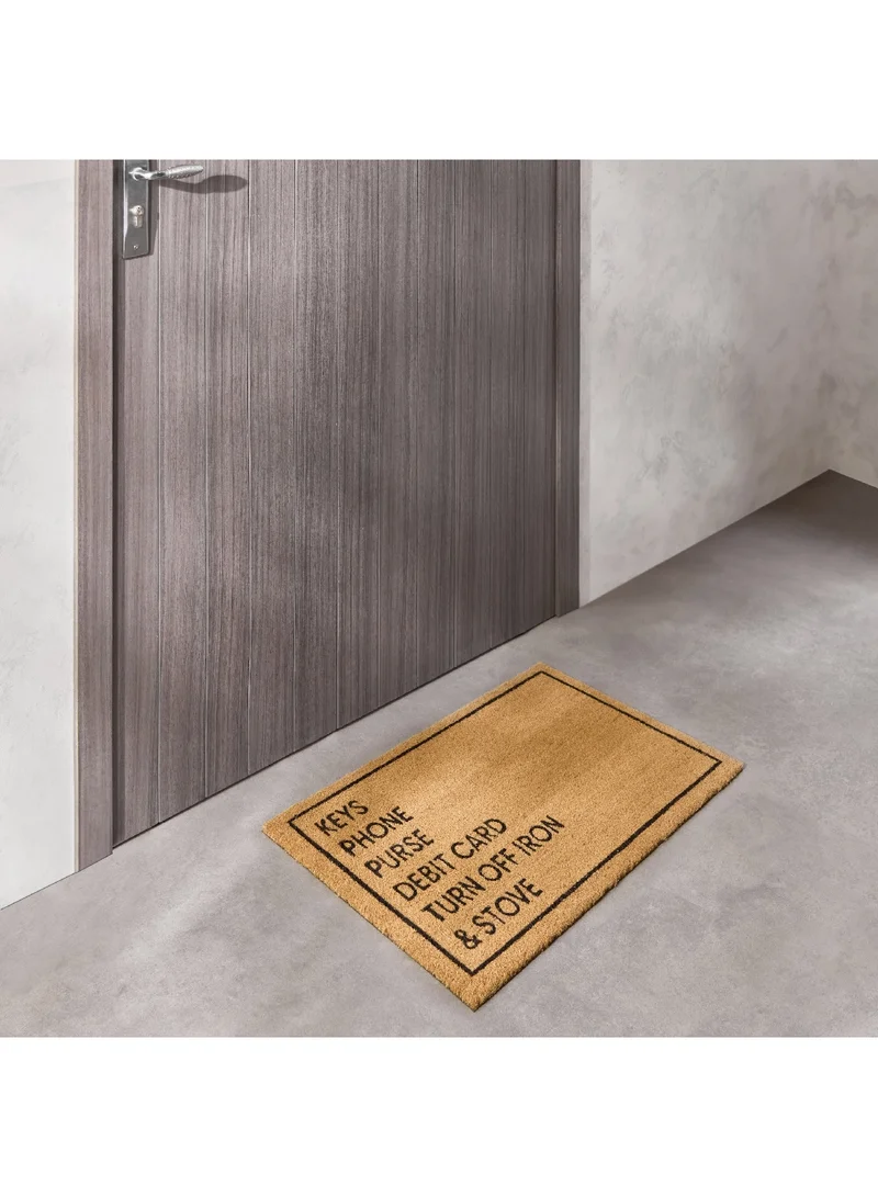 Home Box Check List Printed Coir Doormat with PVC Back 90 x 60 cm