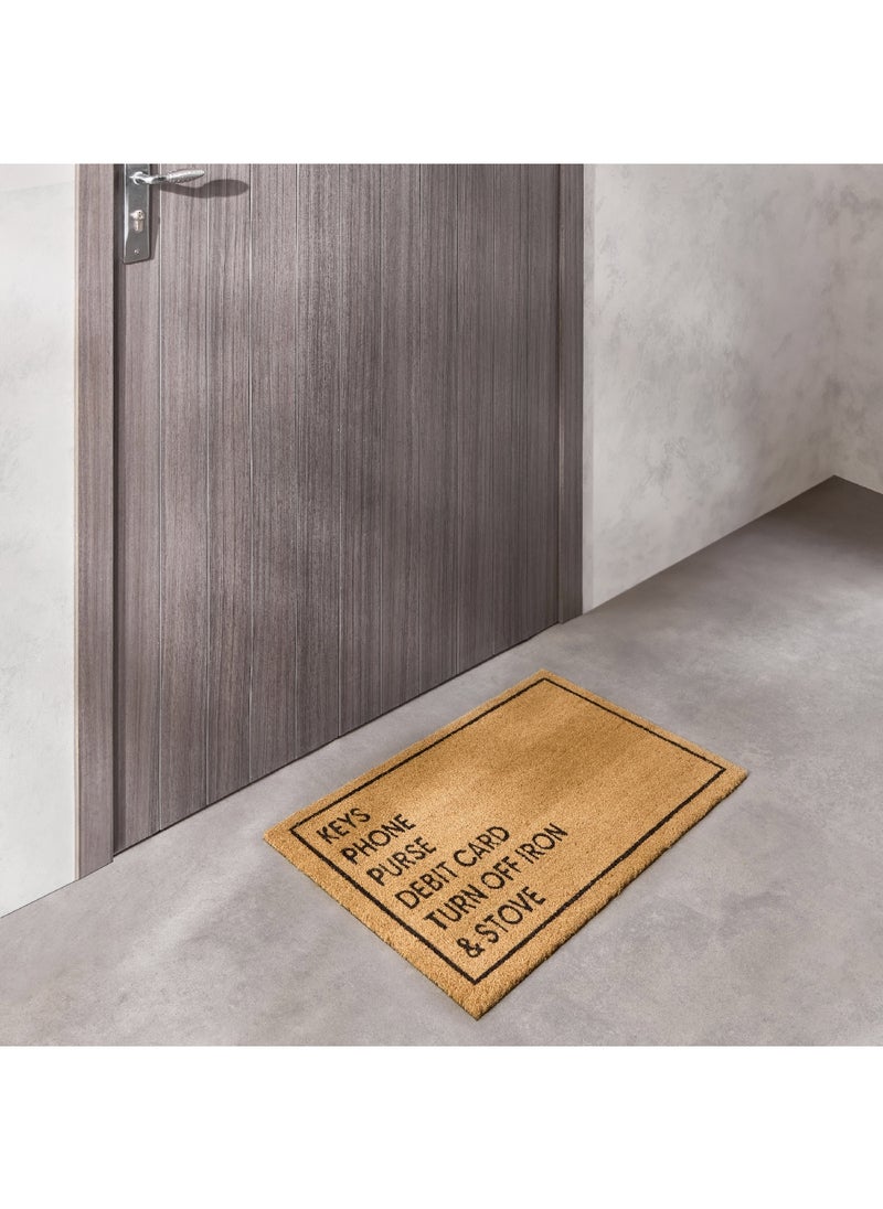 Home Box - Check List Printed Coir Doormat with PVC Back 90 x 60 cm - Image 1