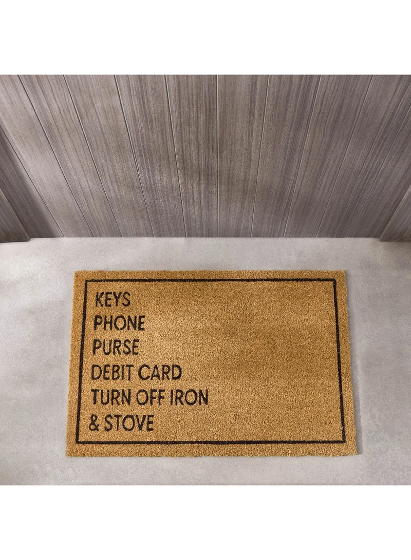 Home Box Check List Printed Coir Doormat with PVC Back 90 x 60 cm