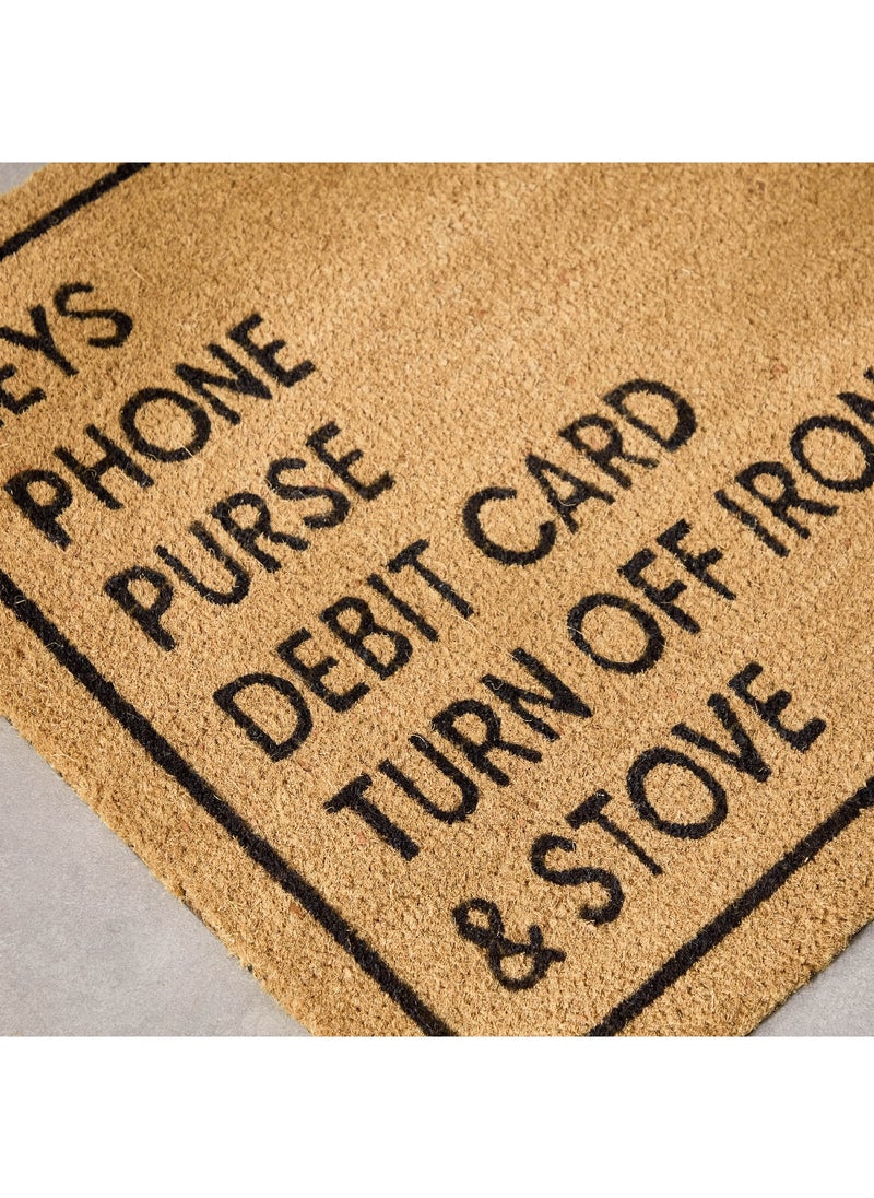 Home Box - Check List Printed Coir Doormat with PVC Back 90 x 60 cm - Image 1