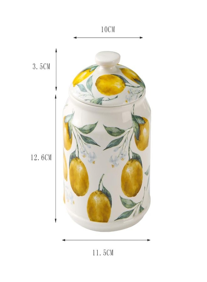 WAIT FLY Ceramic Tea Caddy Tea Canister Large Capacity Food Storage Jar Container for Tea, Coffee, Herb, Sugar, Spice, Nuts-Lemon-33 OZ - Image 2