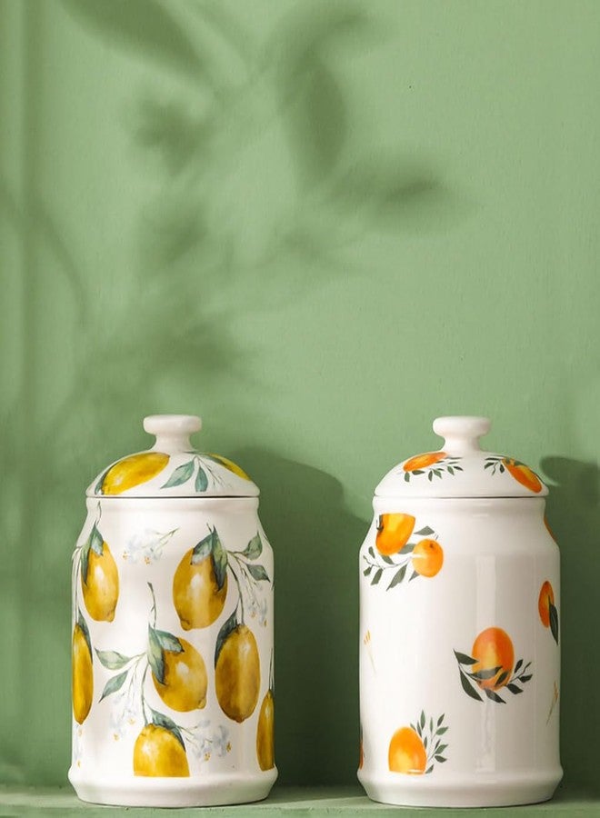 WAIT FLY Ceramic Tea Caddy Tea Canister Large Capacity Food Storage Jar Container for Tea, Coffee, Herb, Sugar, Spice, Nuts-Lemon-33 OZ - Image 4