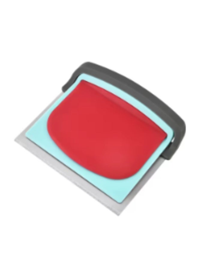 Beram 3 Piece Dough Scraper Set Stainless Steel and Plastic Bowl Scrapers with Ergonomic Handle Flexible Cutter Tools for Baking Cooking Cake Pastry Bread and Kitchen Use Red Green Silver