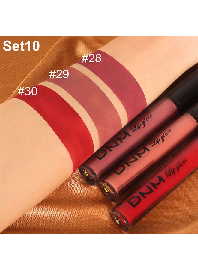 دي ان ام 3 قطع شفاه أحمر الشفاه السائل غير اللامع باللون الأحمر الأرجواني الوردي الوردي - Image 4