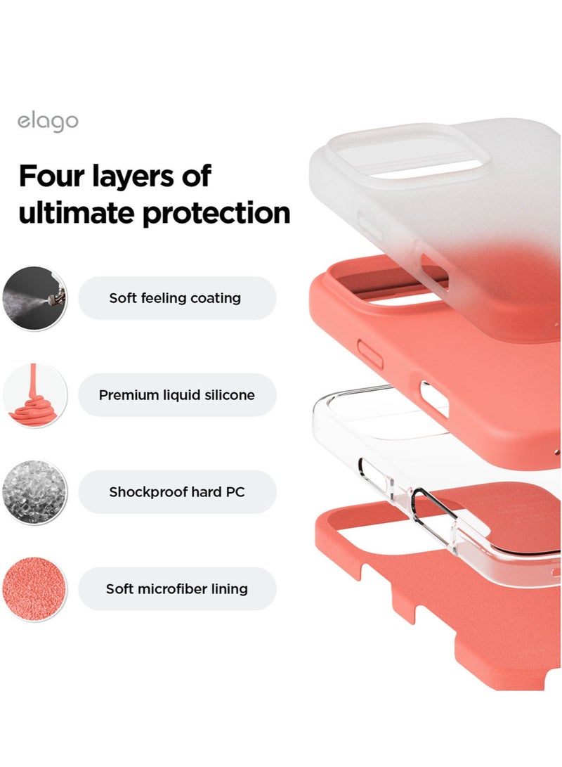 Elago Liquid Silicone for iPhone 16 Pro MAX Case Cover Full Body Protection, Shockproof, Slim, Anti-Scratch Soft Microfiber Lining - Pomelo Pink - Image 4