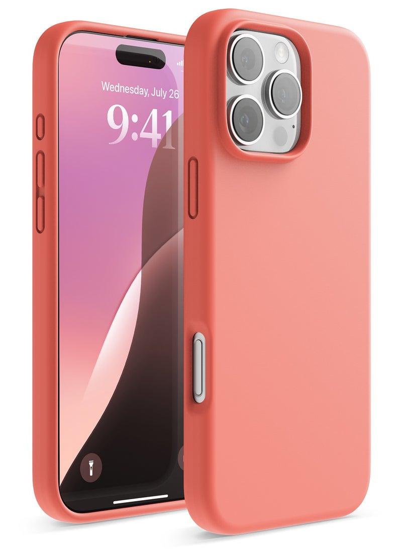 Elago Liquid Silicone for iPhone 16 Pro MAX Case Cover Full Body Protection, Shockproof, Slim, Anti-Scratch Soft Microfiber Lining - Pomelo Pink - Image 1