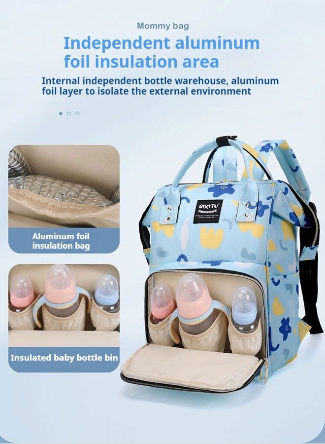 One Shoulder Large Capacity Portable Baby Diaper Bag - Blue - Image 3