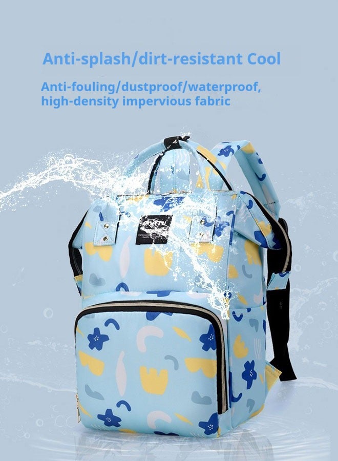 One Shoulder Large Capacity Portable Baby Diaper Bag - Blue - Image 4