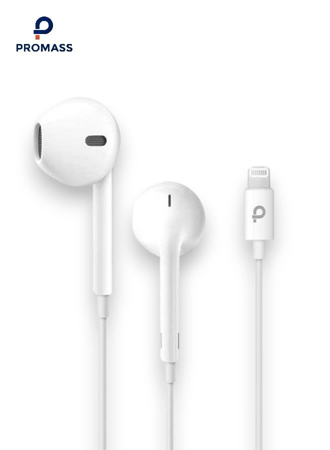 PROMASS Wired earphones with Lightning connector, built-in microphone, and volume control, compatible with iPhone 14/13/12/SE/11/XR/XS/X/8/7 and all HP iOS devices - Image 1