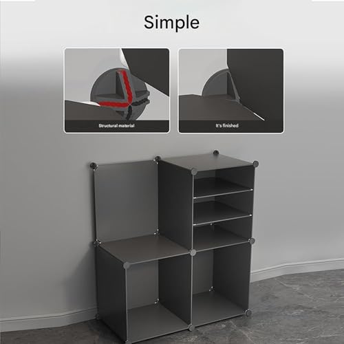 AYSIS 18 Shelf DIY Shoe Rack Box Organizer ^ Multi-Purpose Plastic Shoe Rack for Home, PP Plastic Home Rack with Door for Entryway, Chappal Slipper Shoe Stand【Grey, 18-Shelf-6-Door】 - Image 3
