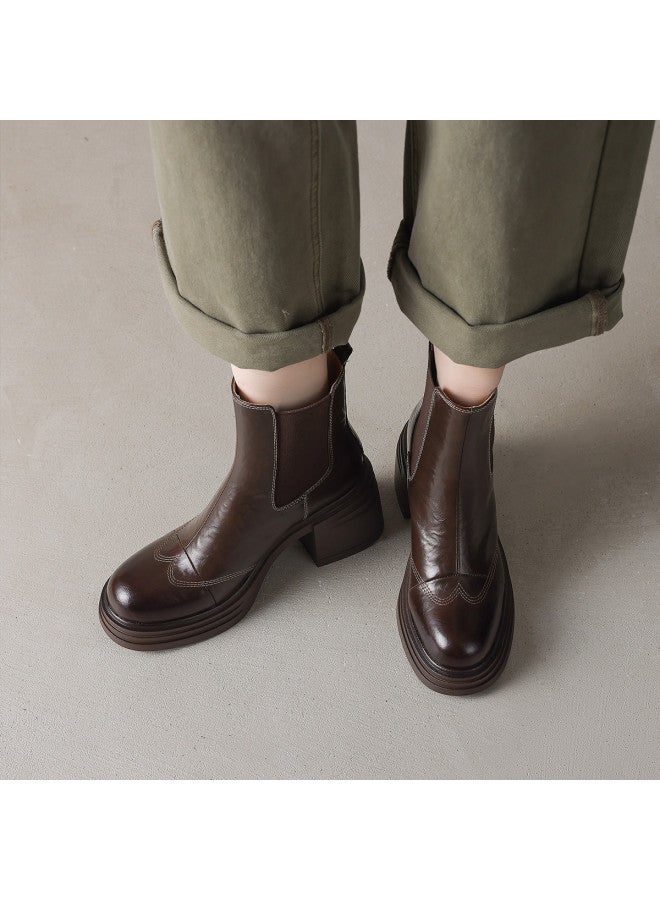 AME Personality Retro Chelsea Boots 2025 New British Style Topstitch Design Ankle Boots Women Versatile Short Boots - Image 2
