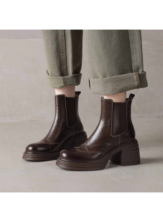 AME Personality Retro Chelsea Boots 2025 New British Style Topstitch Design Ankle Boots Women Versatile Short Boots - Image 5