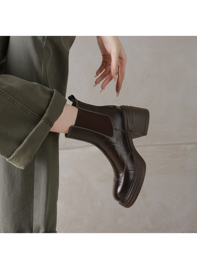 AME Personality Retro Chelsea Boots 2025 New British Style Topstitch Design Ankle Boots Women Versatile Short Boots - Image 3