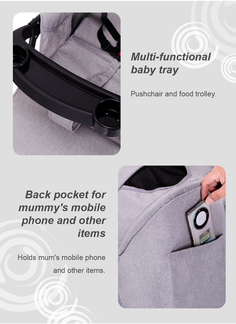 MaBaby - Baby Twin Stroller, Side By Side Double Strollers, Detachable and Reversible Pushchair With Adjustable Canopy And Backrest, Can Sit And Lie-grey grey - Image 1