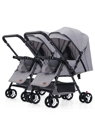 Baby Twin Stroller, Side By Side Double Strollers, Detachable and Reversible Pushchair With Adjustable Canopy And Backrest, Can Sit And Lie-grey grey - pzsku/ZF5478E9F5FB1D388A773Z/45/_/1737101710/cfeeca83-d677-4174-b13b-f36f1bf4323c