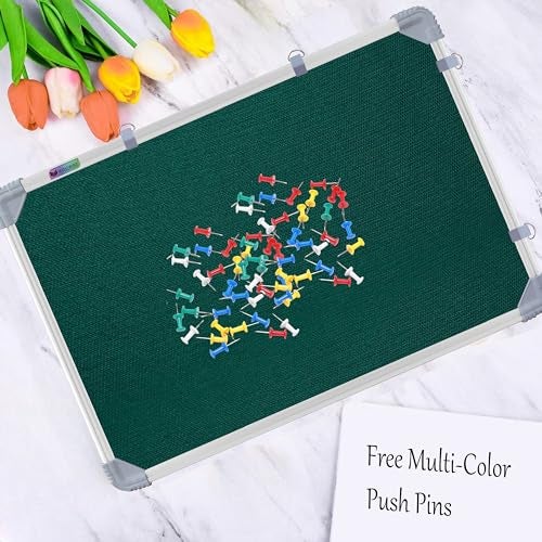 Eduway 2x2 Feet Notice Board/Pin Up Board/Bulletin Board/Display Board/Soft Board with High Resilience Foam Fabric for School, Office, Home with (30 Push-Up Pins), (Green) - Image 5