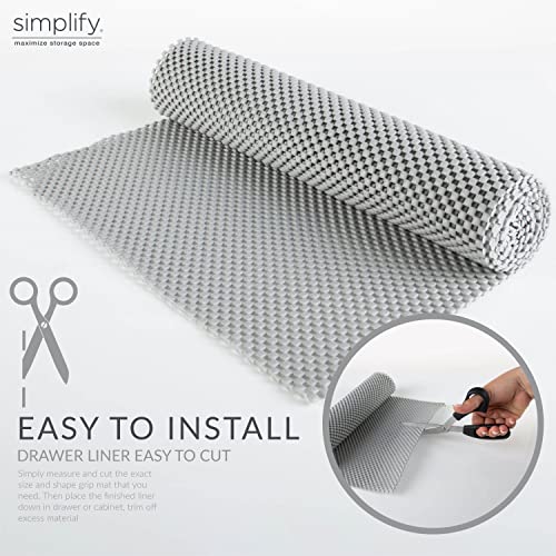 Simplify Grip Liner-Heavy Duty-Non-Adhesive Liner | 60" L x 12" W | Drawers | Cabinets | Shelves | Grey | Padded | 5 Feet Rolls | Grey | Organization| Easy Use - Image 3
