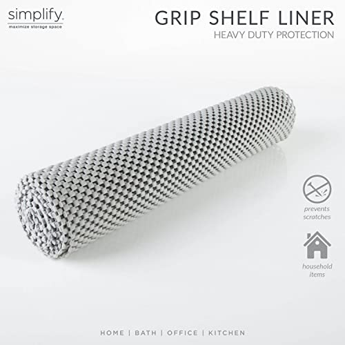 Simplify Grip Liner-Heavy Duty-Non-Adhesive Liner | 60" L x 12" W | Drawers | Cabinets | Shelves | Grey | Padded | 5 Feet Rolls | Grey | Organization| Easy Use - Image 2