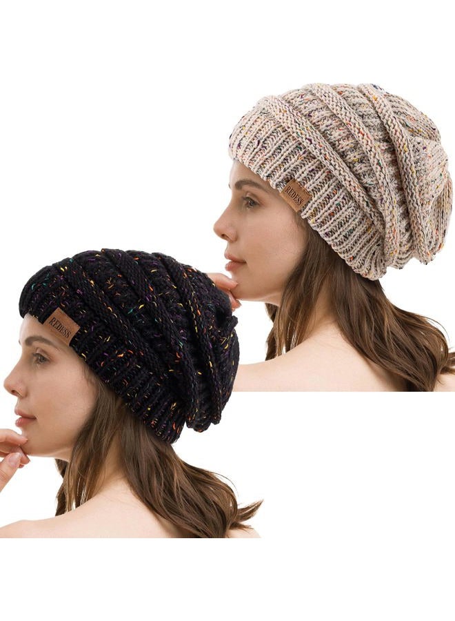 REDESS Slouchy Beanie Hat for Men and Women Winter Warm Chunky Soft Oversized Cable Knit Cap - Image 1